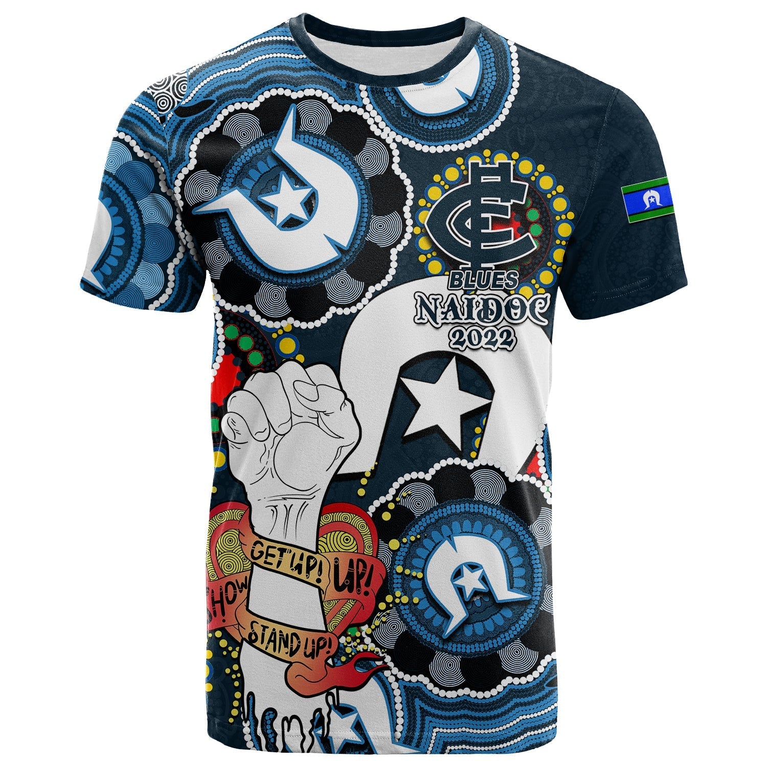 custom-personalised-blues-australian-football-t-shirt-naidoc-week-2022-lets-fight-together