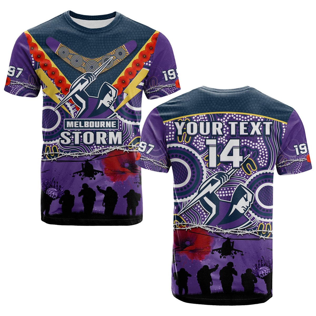 custom-text-and-number-melbourne-storm-rugby-anzac-t-shirt-indigenous-poppy-australian-army