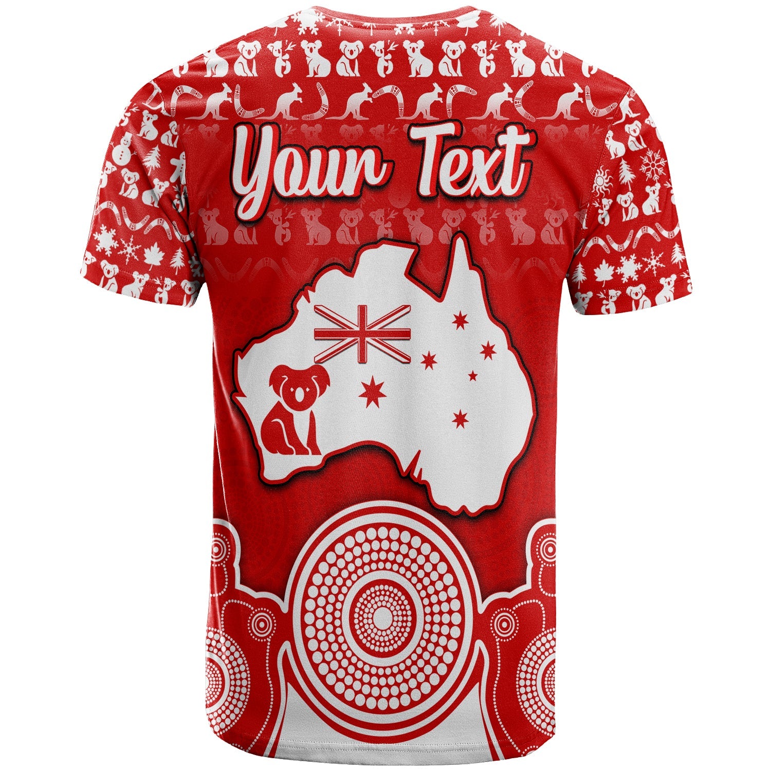 custom-personalised-australian-koala-christmas-vibe-with-aboriginal-dot-painting-style-no2-t-shirt