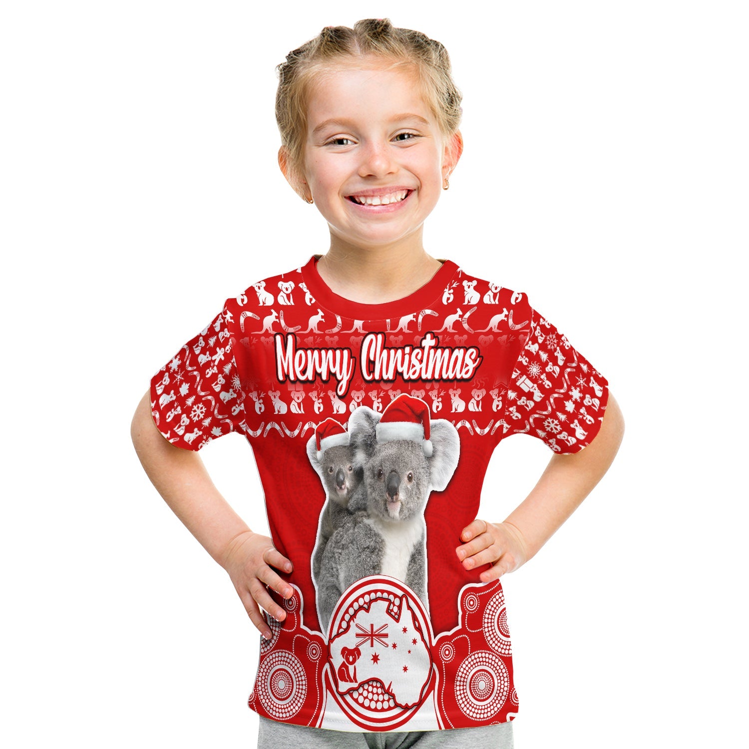 custom-personalised-australian-koala-christmas-vibe-with-aboriginal-dot-painting-style-no1-t-shirt