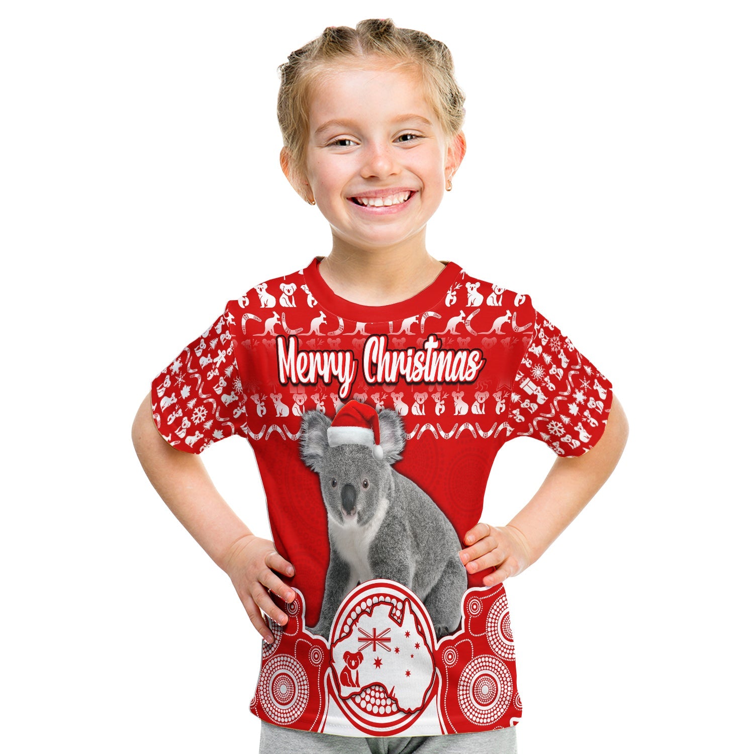 custom-personalised-australian-koala-christmas-vibe-with-aboriginal-dot-painting-style-no2-t-shirt