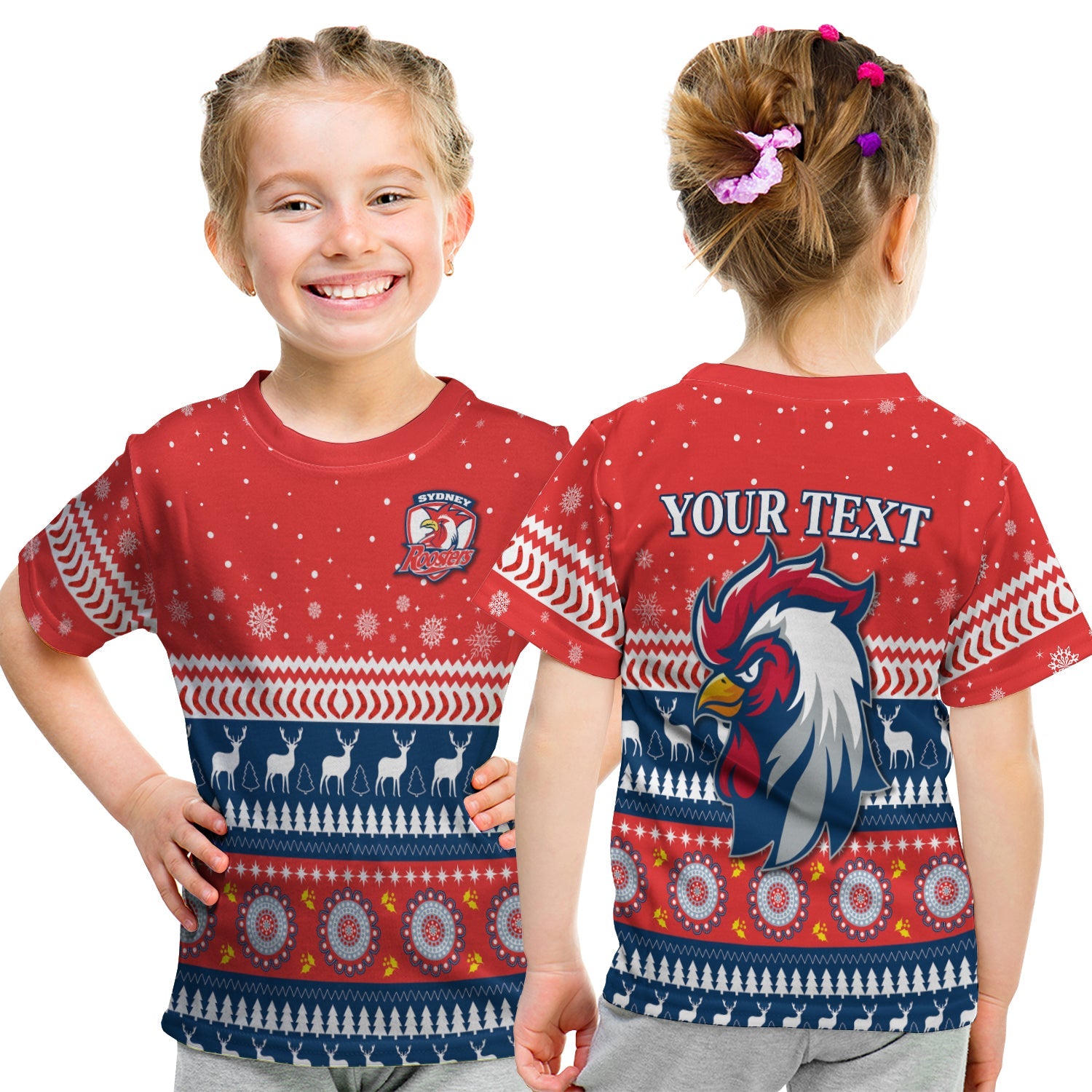 custom-personalised-roosters-t-shirt-kid-merry-christmas-sydney