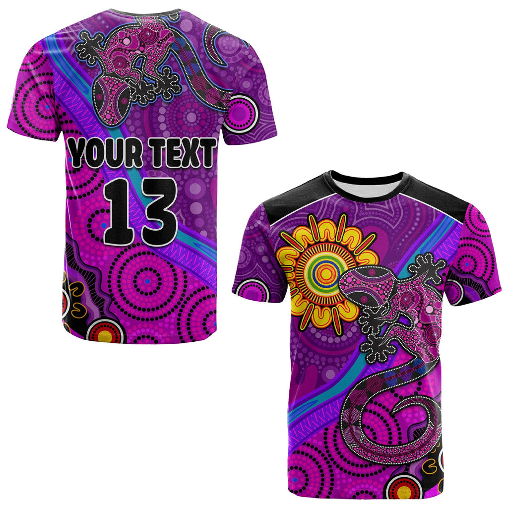 custom-text-and-number-australia-lizard-and-sun-t-shirt-aboriginal-art-purple