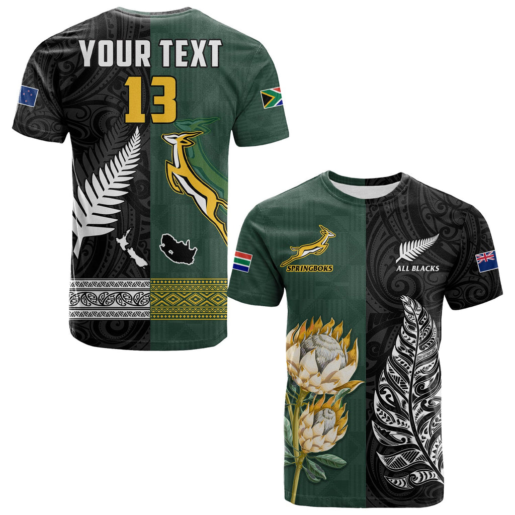 custom-text-and-number-south-africa-protea-and-new-zealand-fern-t-shirt-rugby-go-springboks-vs-all-black
