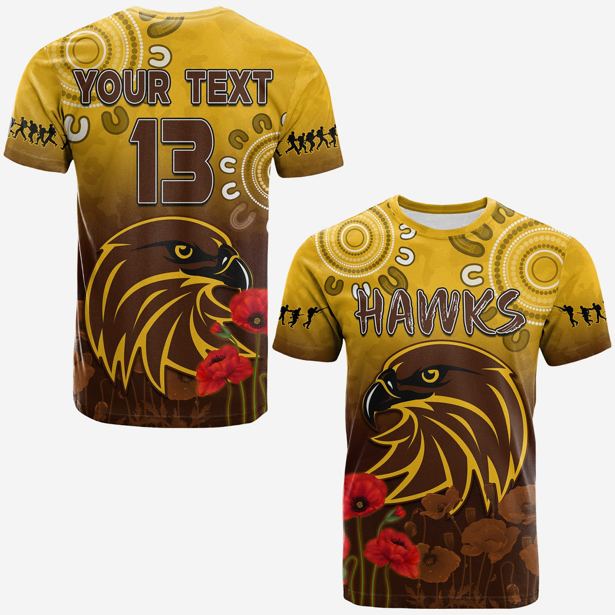 custom-text-and-number-hawks-anzac-2022-t-shirt-hawthorn-football-aboriginal-poppy