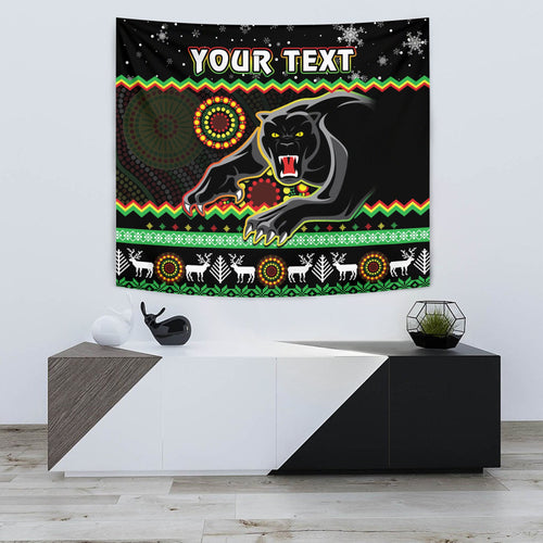 custom-personalised-panthers-christmas-tapestry-aboriginal-pattern-penrith-black-version