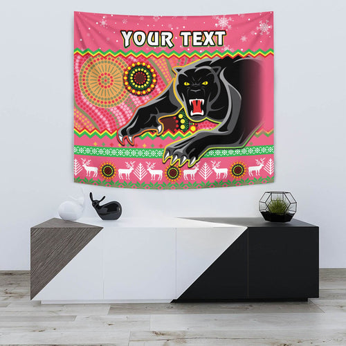 custom-personalised-panthers-christmas-tapestry-aboriginal-pattern-penrith-pink-version