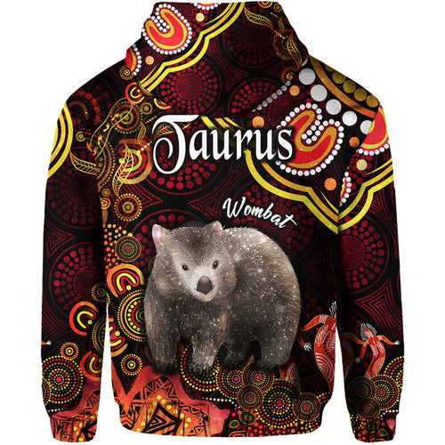 australian-astrology-zip-up-and-pullover-hoodie-taurus-wombat-zodiac-aboriginal-vibes-red