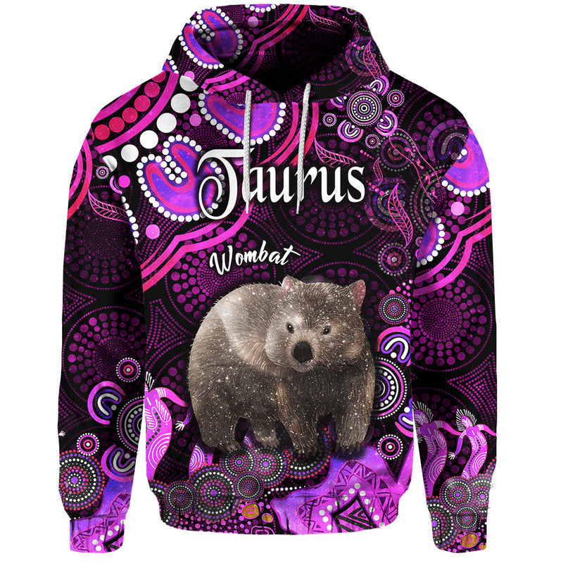 australian-astrology-zip-up-and-pullover-hoodie-taurus-wombat-zodiac-aboriginal-vibes-pink