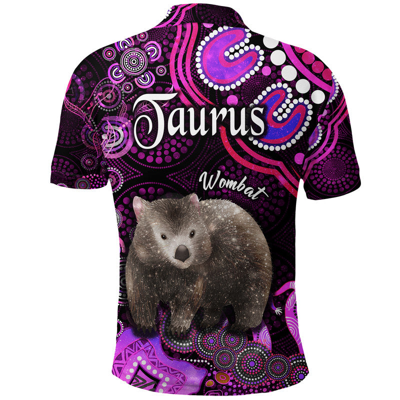 australian-astrology-polo-shirt-taurus-wombat-zodiac-aboriginal-vibes-pink