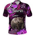 custom-personalised-australian-astrology-polo-shirt-taurus-wombat-zodiac-aboriginal-vibes-pink