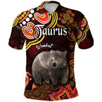 custom-personalised-australian-astrology-polo-shirt-taurus-wombat-zodiac-aboriginal-vibes-red