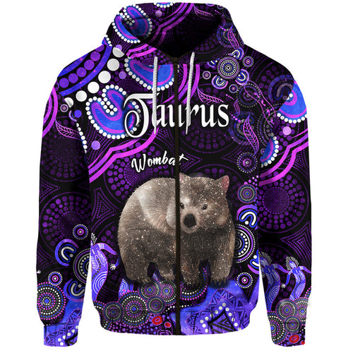 custom-personalised-australian-astrology-zip-up-and-pullover-hoodie-taurus-wombat-zodiac-aboriginal-vibes-purple