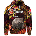 australian-astrology-zip-up-and-pullover-hoodie-taurus-wombat-zodiac-aboriginal-vibes-red