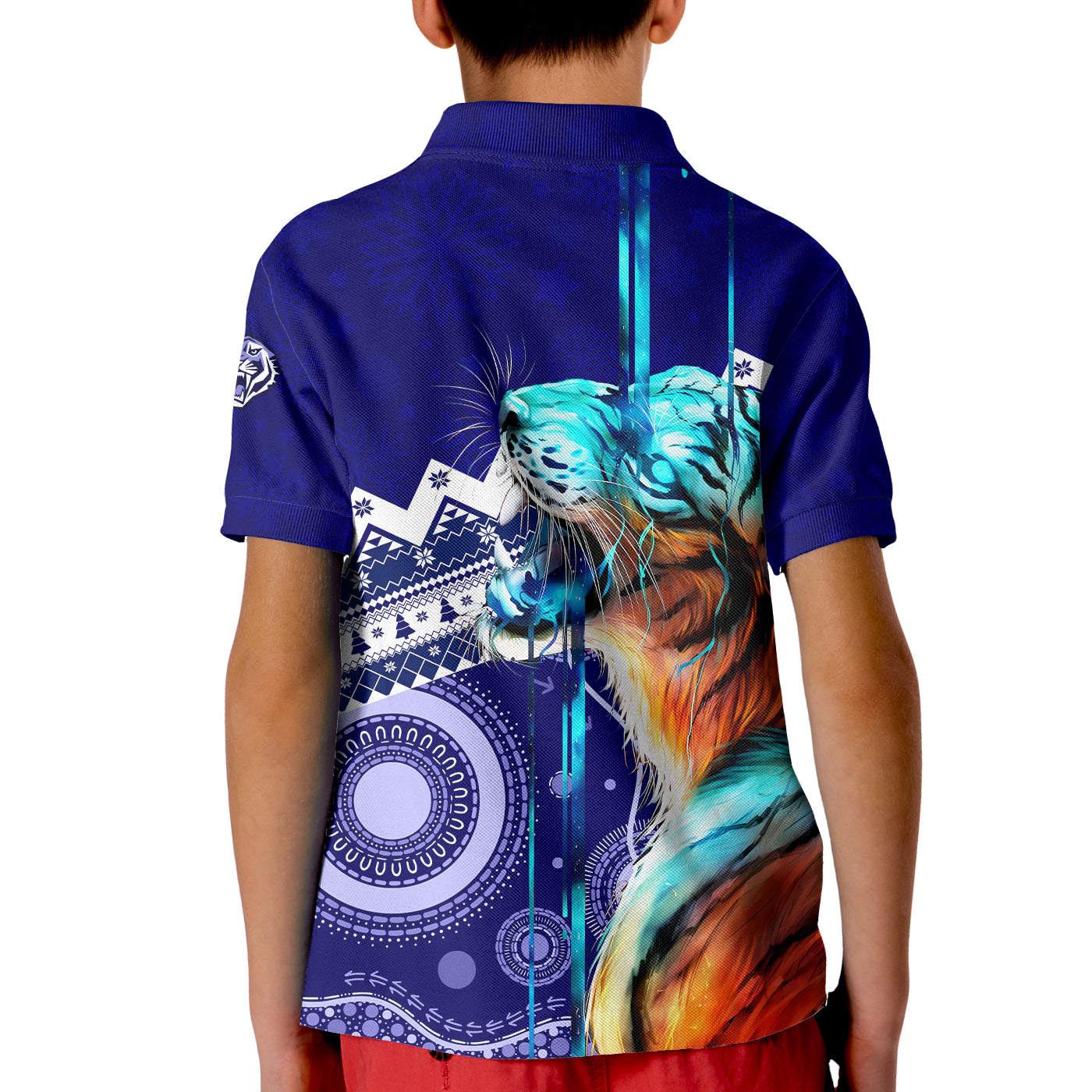 christmas-graphic-tiger-aboriginal-dot-art-kid-polo-shirt-lt7