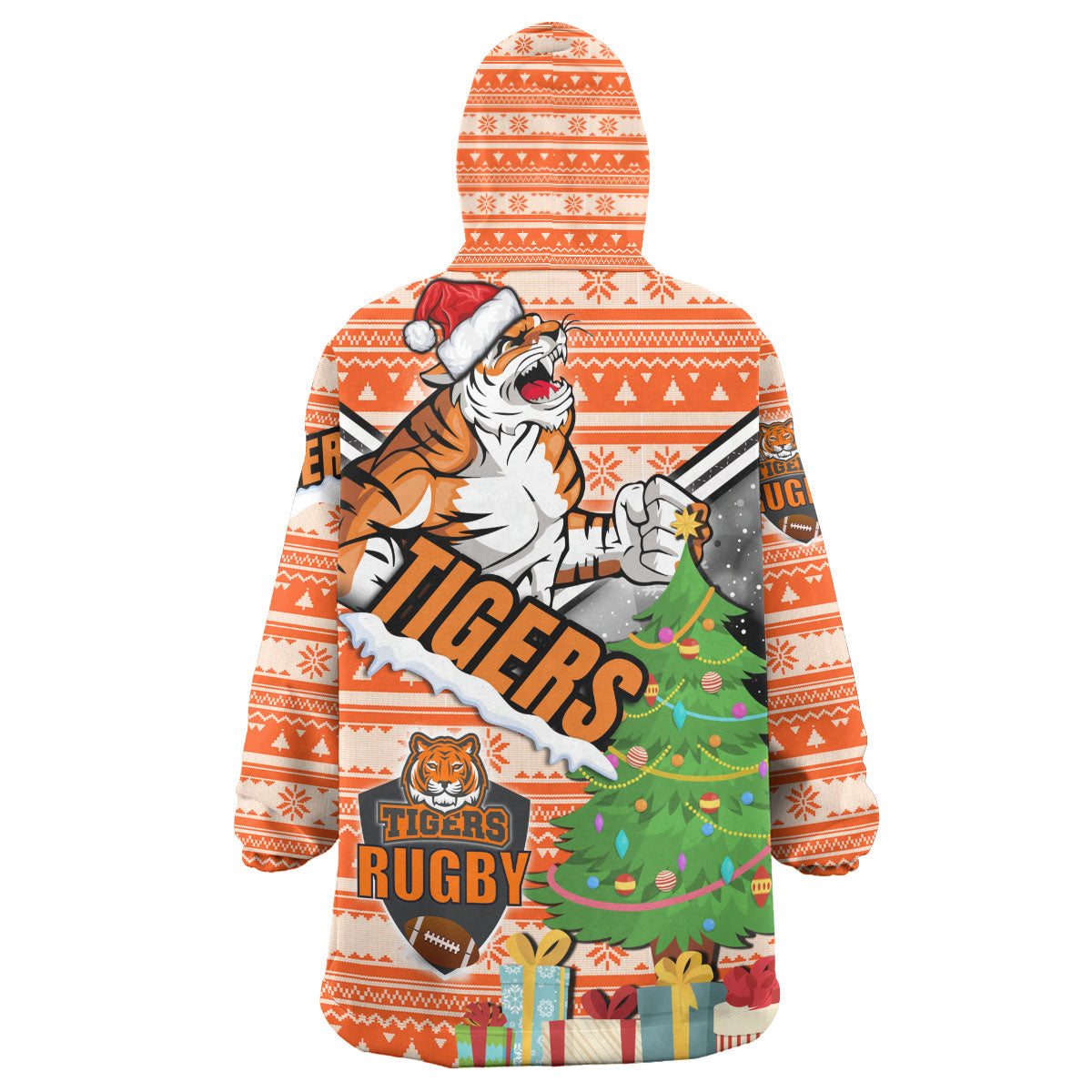 tigers-rugby-snug-hoodie-custom-christmas-tree-tigers-rugby-ball-wearable-blanket-hoodie