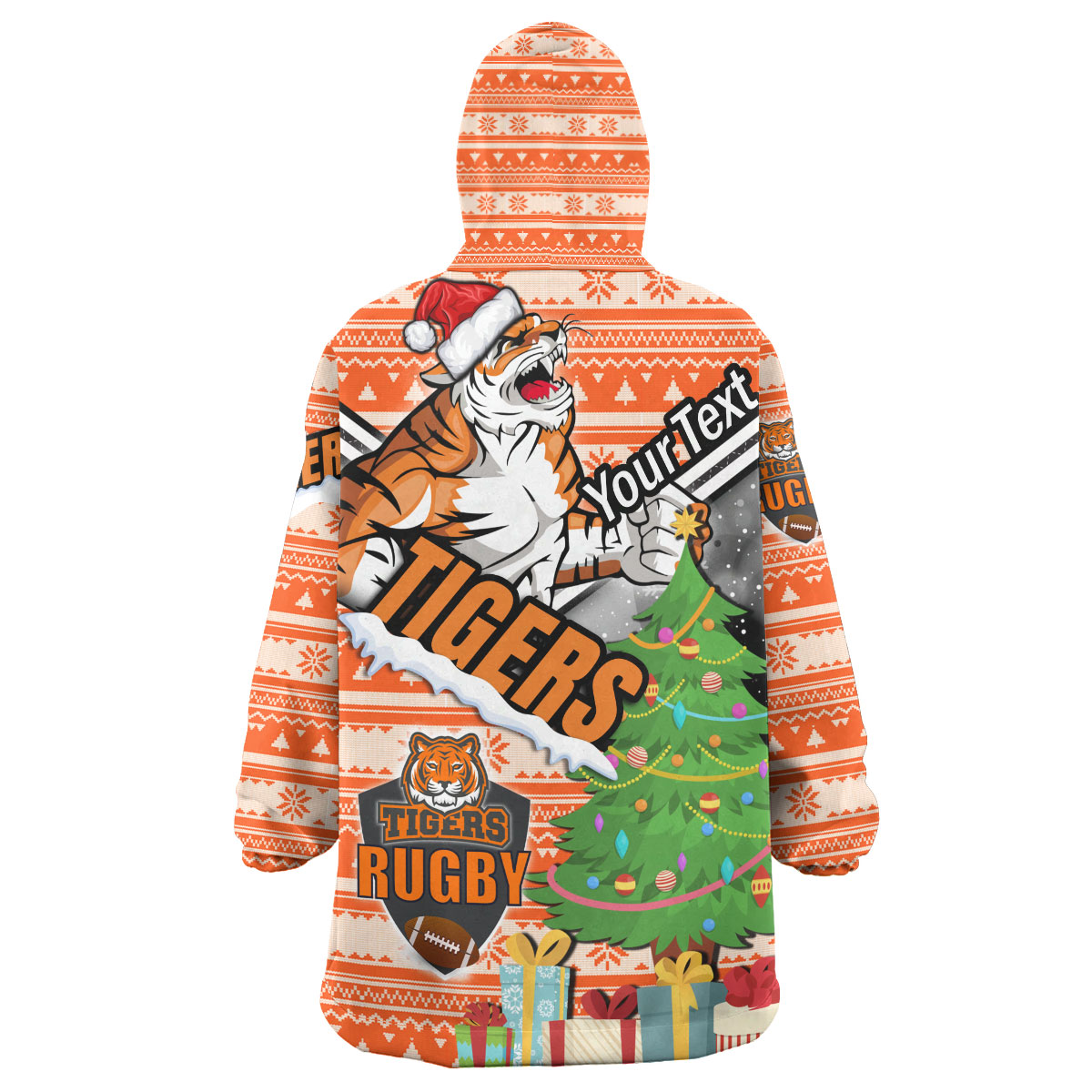 tigers-rugby-snug-hoodie-custom-christmas-tree-tigers-rugby-ball-wearable-blanket-hoodie