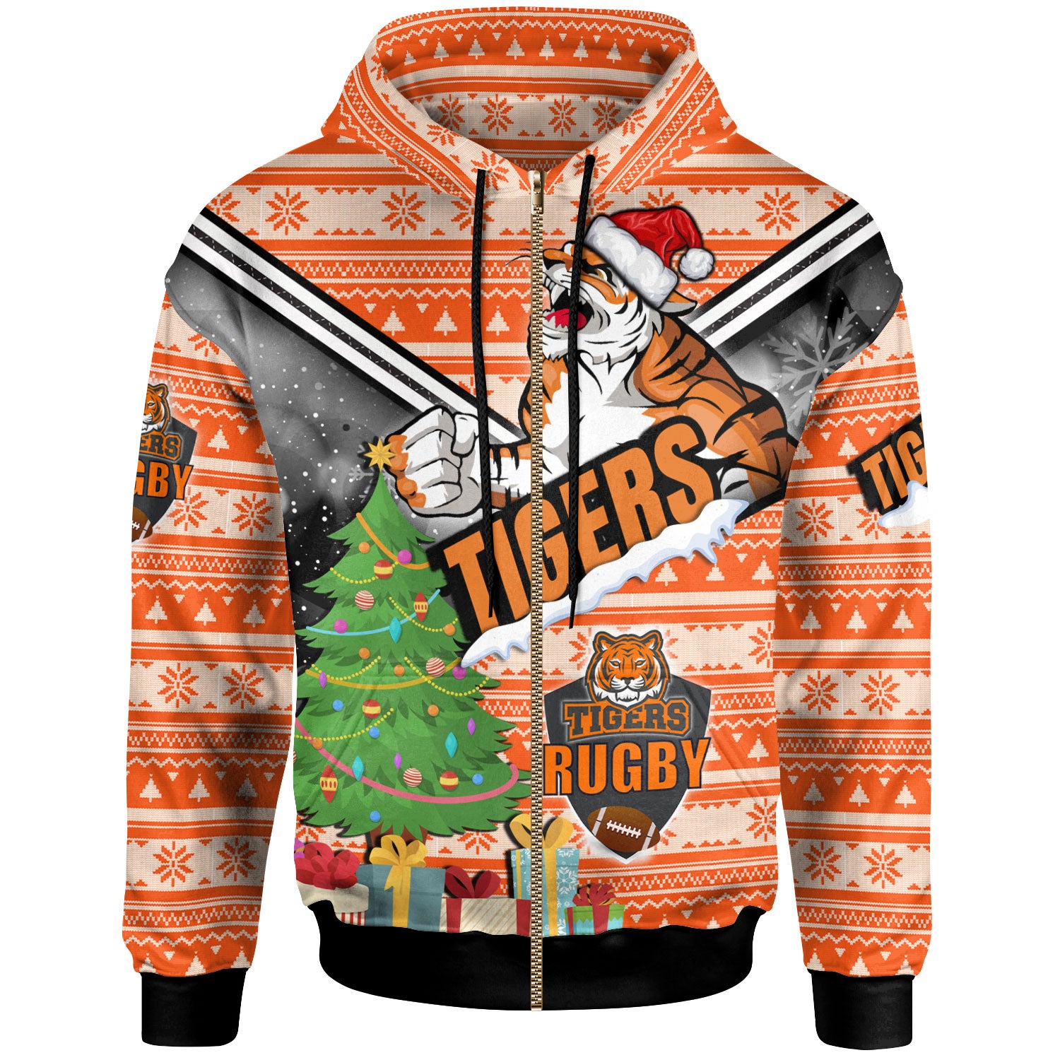 tigers-rugby-hoodie-custom-christmas-tree-tigers-rugby-ball-hoodie