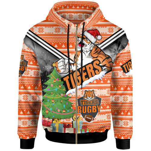 tigers-rugby-hoodie-custom-christmas-tree-tigers-rugby-ball-hoodie