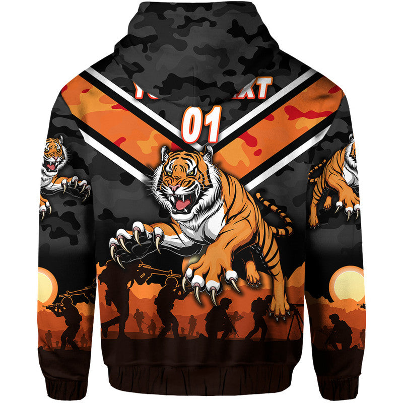 (Custom Personalised) Wests Tigers ANZAC 2022 Zip Up And Pullover Hoodie Simple Style LT8