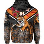 (Custom Personalised) Wests Tigers ANZAC 2022 Zip Up And Pullover Hoodie Indigenous Vibes LT8