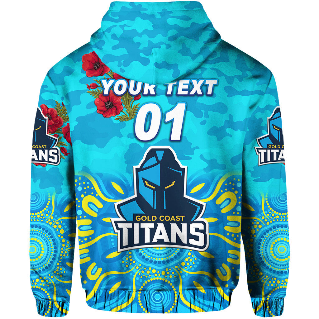 (Custom Personalised) Gold Coast Titans ANZAC 2022 Hoodie/ Zip Hoodie Indigenous Vibes LT8