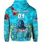 (Custom Personalised) Gold Coast Titans ANZAC 2022 Hoodie/ Zip Hoodie Indigenous Vibes LT8