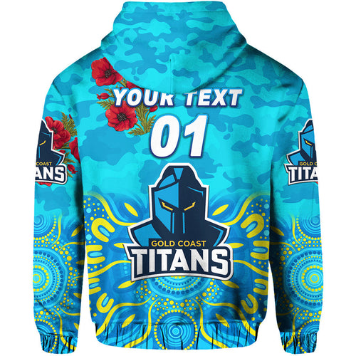 (Custom Personalised) Gold Coast Titans ANZAC 2022 Hoodie/ Zip Hoodie Indigenous Vibes LT8
