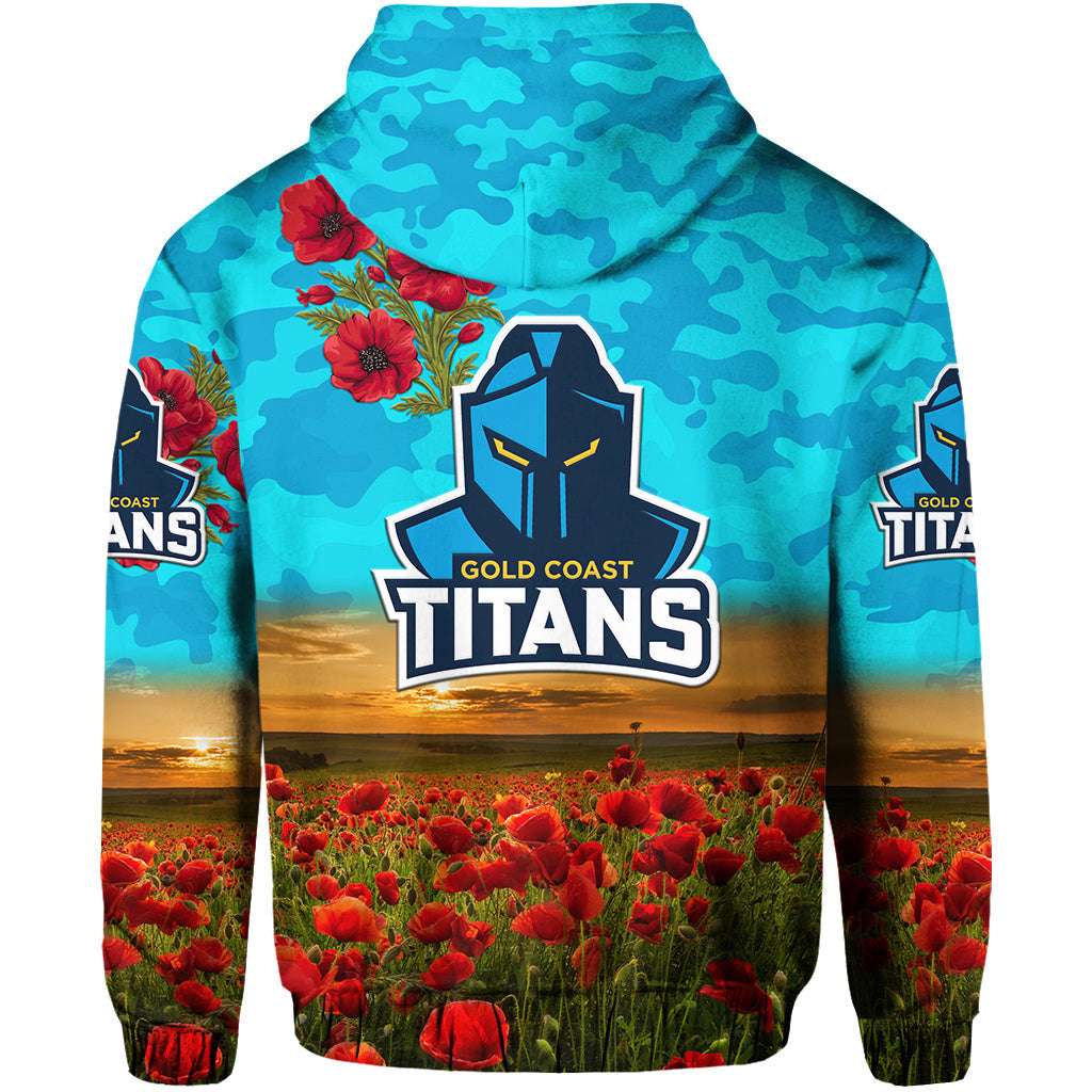 Gold Coast Titans ANZAC 2022 Hoodie/ Zip Hoodie Poppy Flowers Vibes LT8