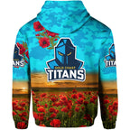 Gold Coast Titans ANZAC 2022 Hoodie/ Zip Hoodie Poppy Flowers Vibes LT8
