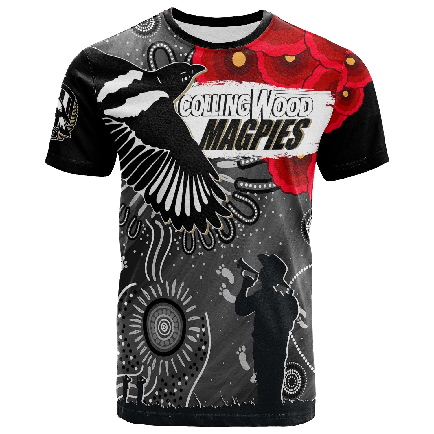 custom-personalised-collingwood-magpies-indigenous-anzac-day-t-shirt-we-will-remember
