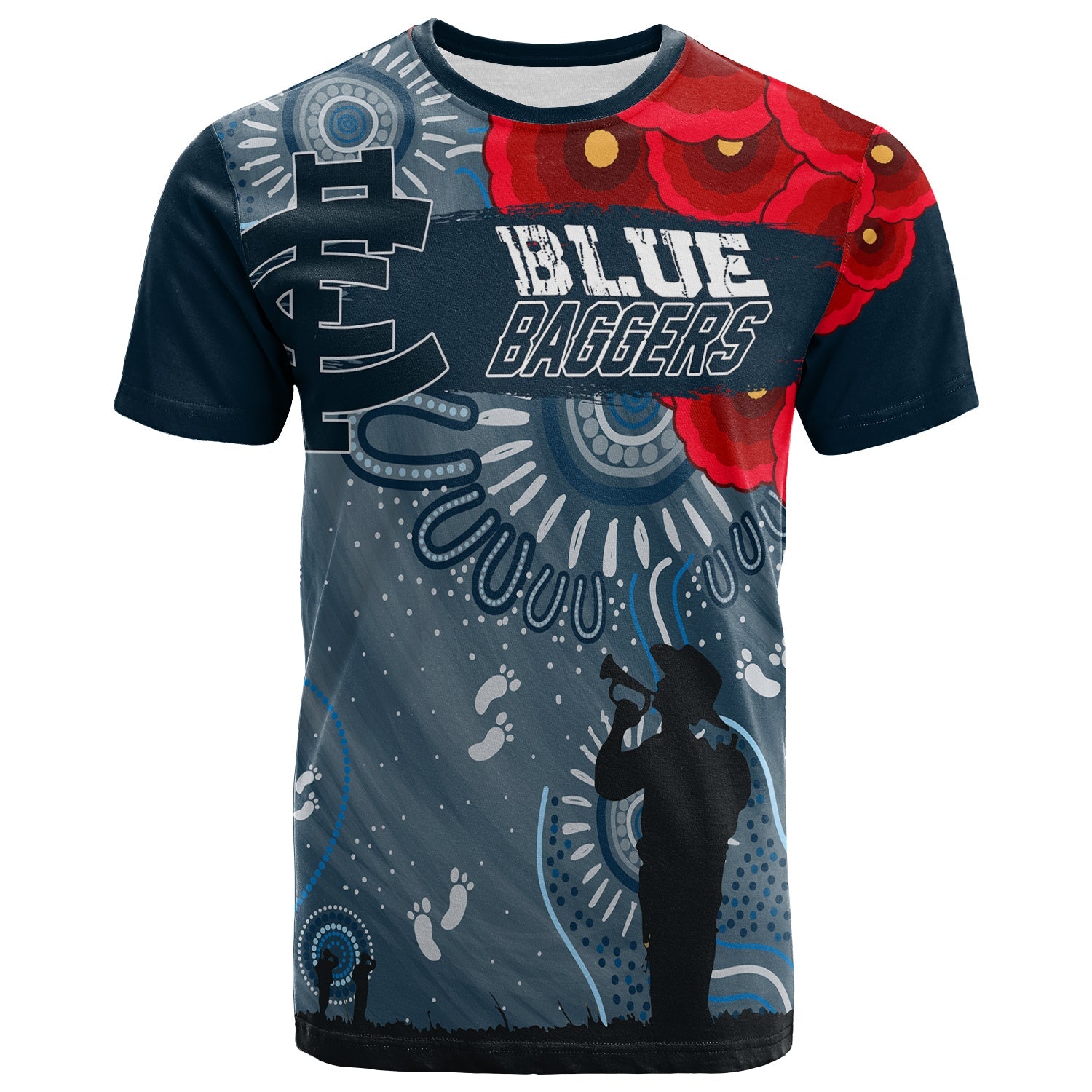 custom-personalised-carlton-blue-baggers-indigenous-anzac-day-t-shirt-we-will-remember