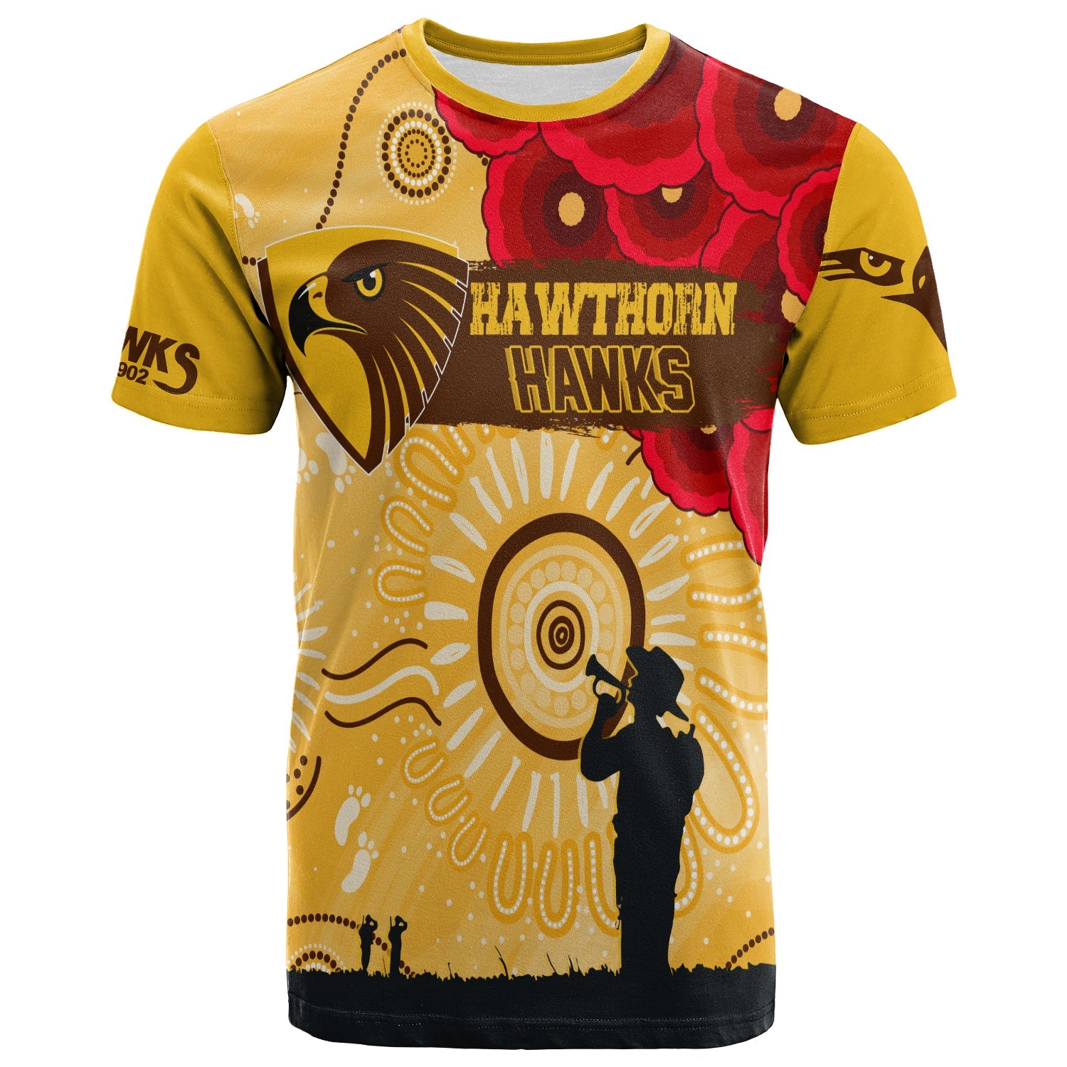 custom-personalised-hawthorn-hawks-indigenous-anzac-day-t-shirt-we-will-remember