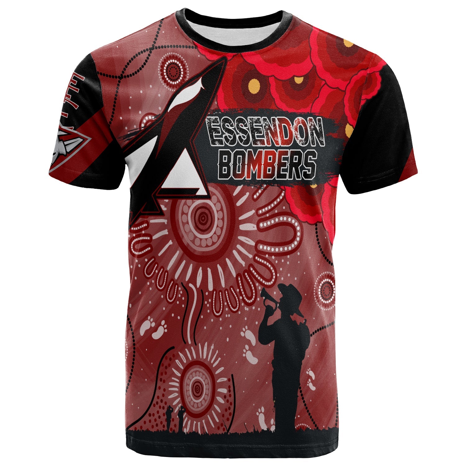 custom-personalised-essendon-bombers-indigenous-anzac-day-t-shirt-we-will-remember