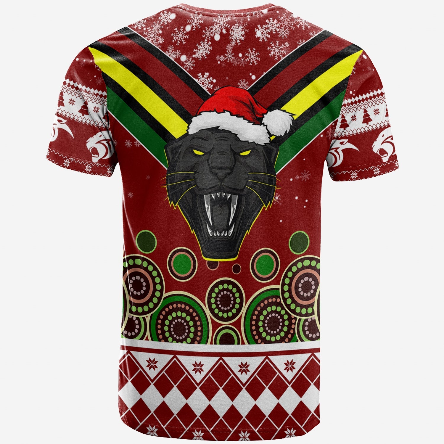aboriginal-christmas-black-panther-with-santa-hat-t-shirt