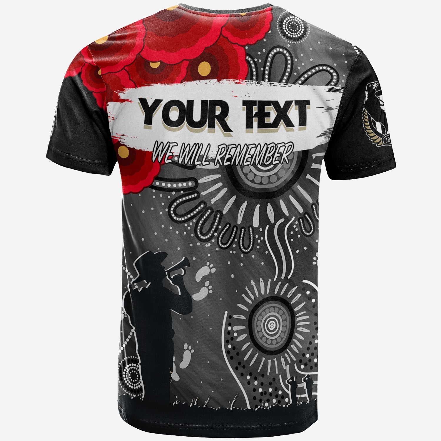 custom-personalised-collingwood-magpies-indigenous-anzac-day-t-shirt-we-will-remember