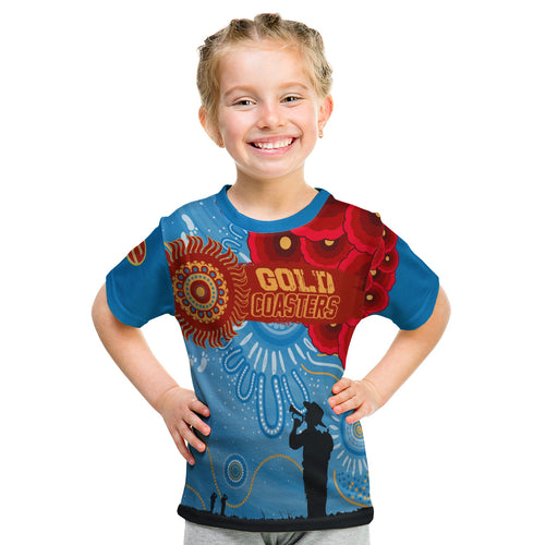 custom-personalised-gold-coaster-sunnies-indigenous-anzac-day-kid-t-shirt-we-will-remember
