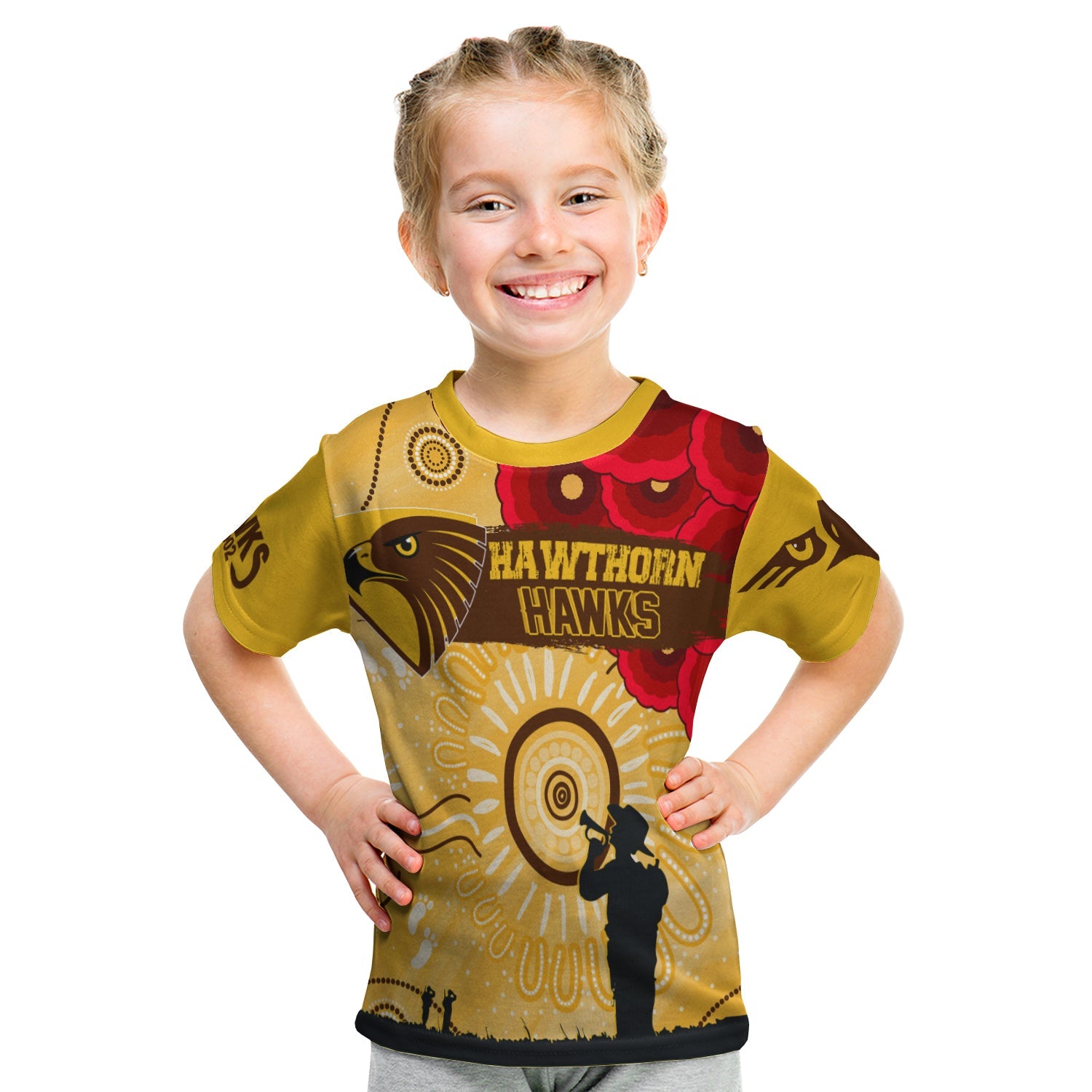 custom-personalised-hawthorn-hawks-indigenous-anzac-day-kid-t-shirt-we-will-remember