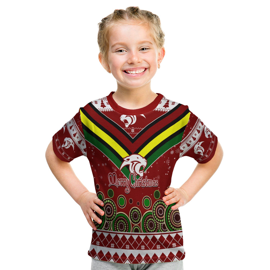 aboriginal-christmas-black-panther-with-santa-hat-kid-t-shirt