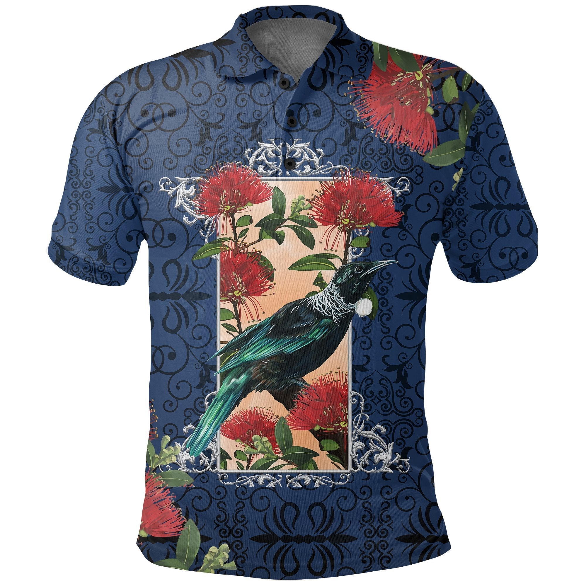 tui-bird-new-zealand-polo-shirt-pohutukawa-golf-shirts