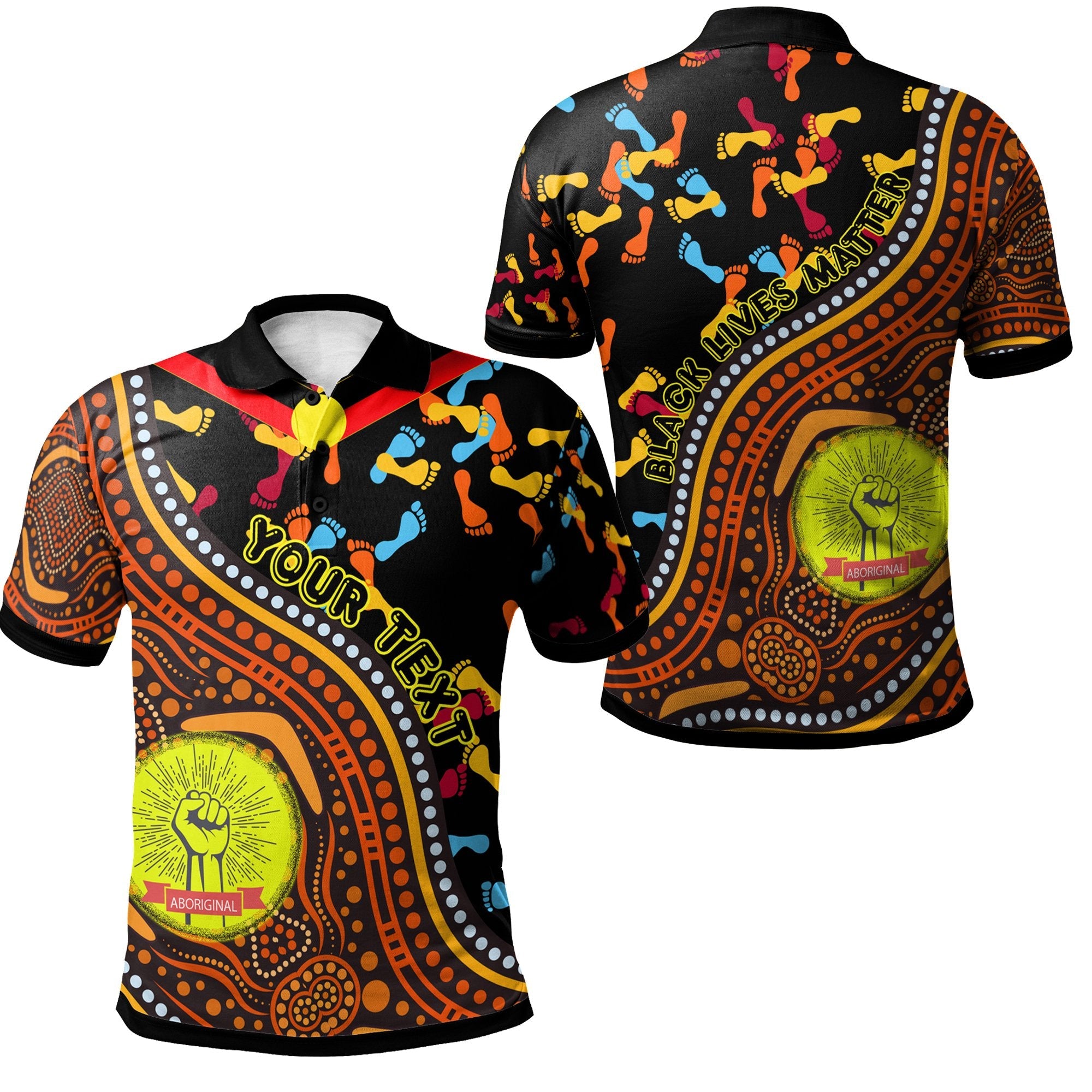 custom-text-polo-shirt-aboriginal-style-flag-black-live-matter