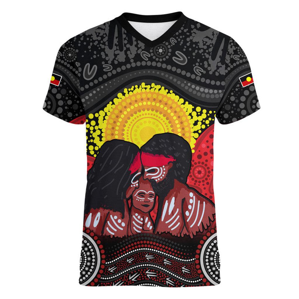 custom-personalised-australia-indigenous-aboriginal-family-v-neck-t-shirt