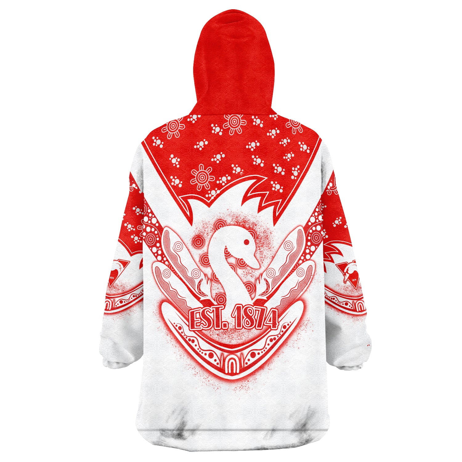 Swans Football Wearable Blanket Hoodie Est 1874 Aboriginal Boomerang Sydney Bloods LT13