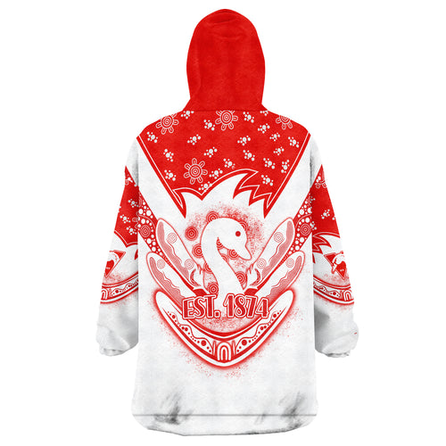 Swans Football Wearable Blanket Hoodie Est 1874 Aboriginal Boomerang Sydney Bloods LT13