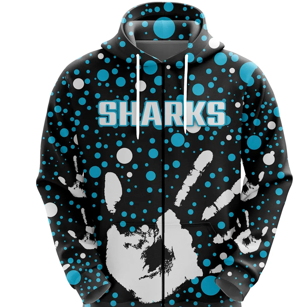 custom-personalised-sharks-rugby-indigenous-zip-hoodie-minimalism-version-custom-text-and-number
