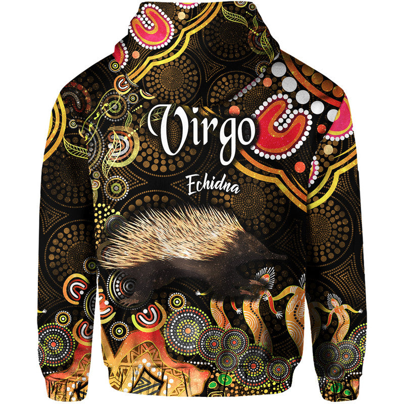australian-astrology-zip-up-and-pullover-hoodie-virgo-echidna-zodiac-aboriginal-vibes-gold