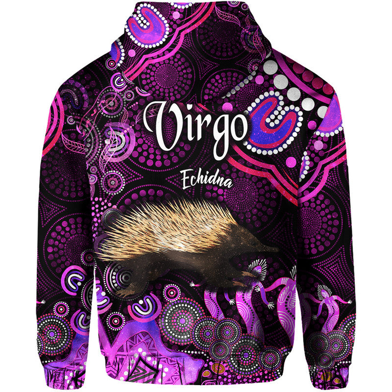 australian-astrology-zip-up-and-pullover-hoodie-virgo-echidna-zodiac-aboriginal-vibes-pink