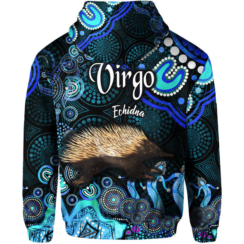 australian-astrology-zip-up-and-pullover-hoodie-virgo-echidna-zodiac-aboriginal-vibes-blue
