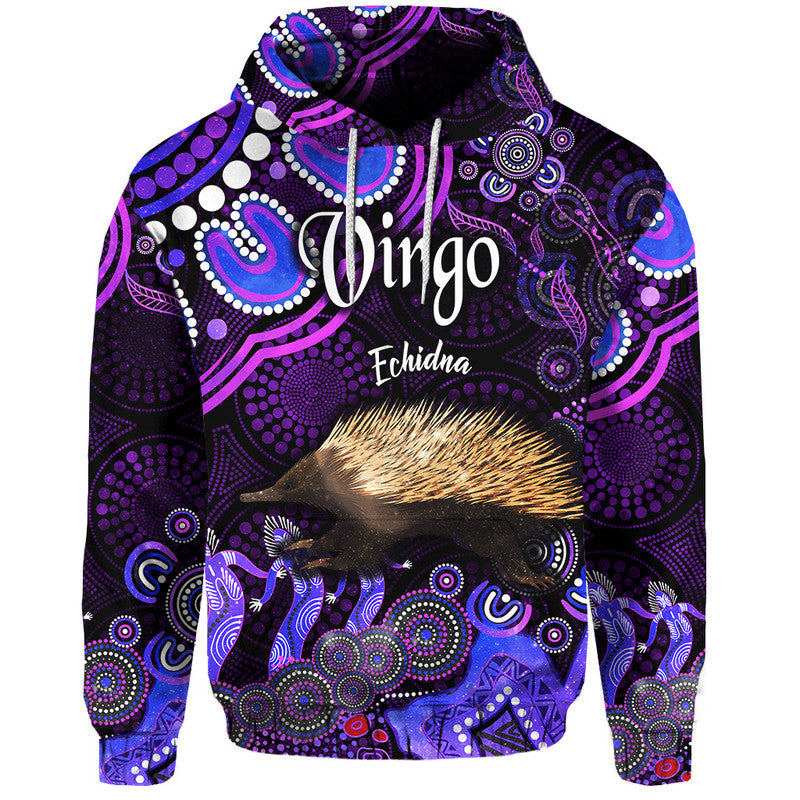 australian-astrology-zip-up-and-pullover-hoodie-virgo-echidna-zodiac-aboriginal-vibes-purple