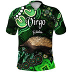 australian-astrology-polo-shirt-virgo-echidna-zodiac-aboriginal-vibes-green